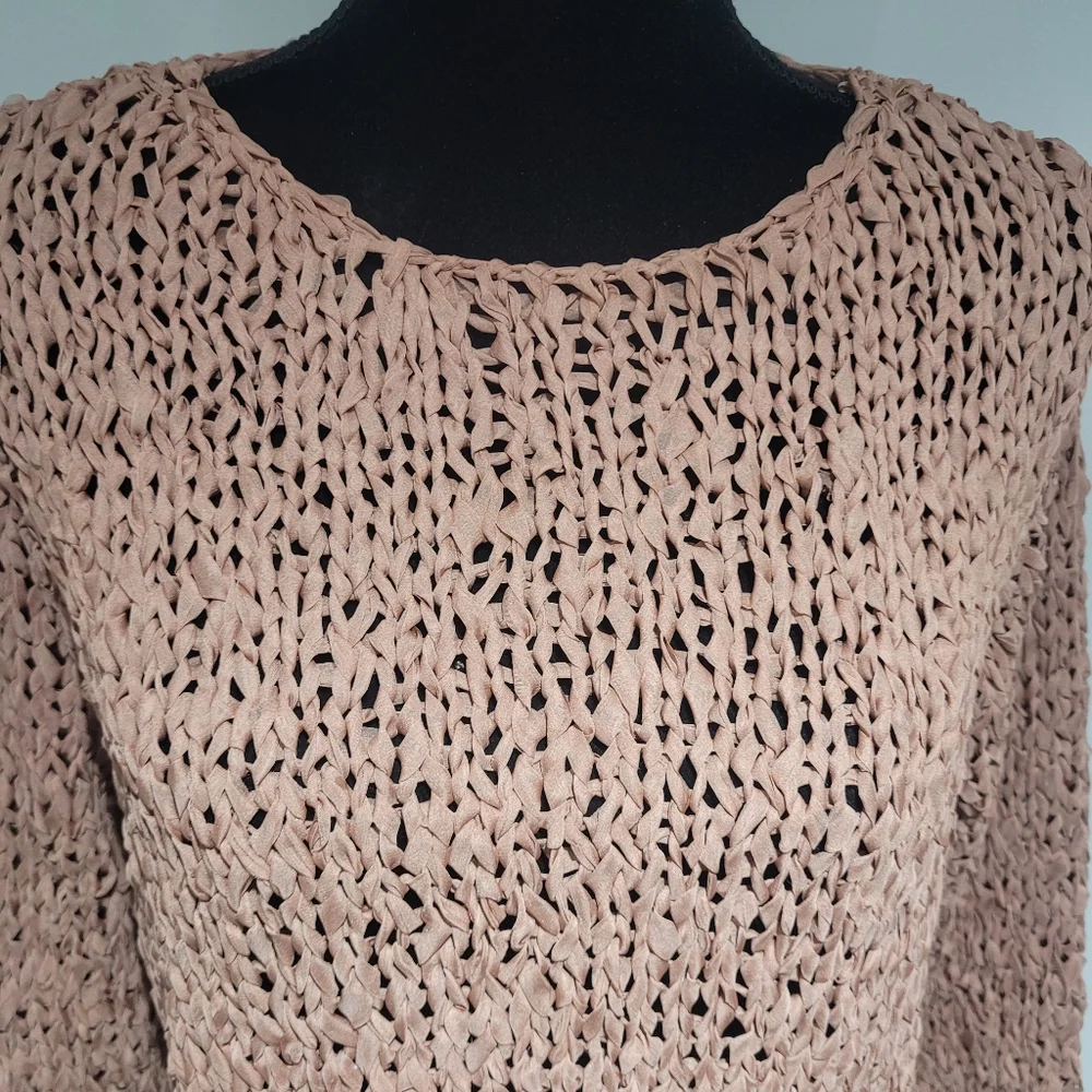 Zara Women's Open Chunky Knit Long Sleeve Sweater XS/S Beige/Pink/Tan Boho - Picture 4 of 10